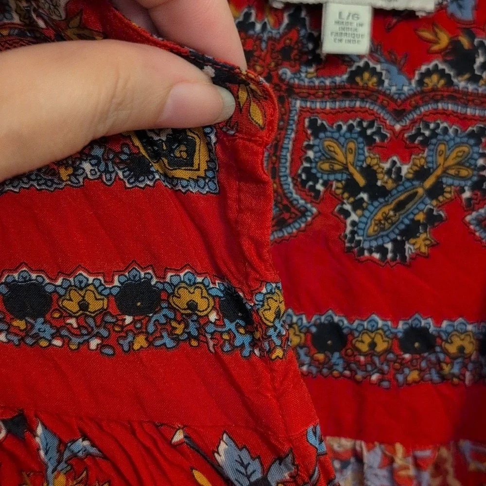 Lucky Brand Paisley Split Neck Blouse, 100% Modal - Picture 4 of 11